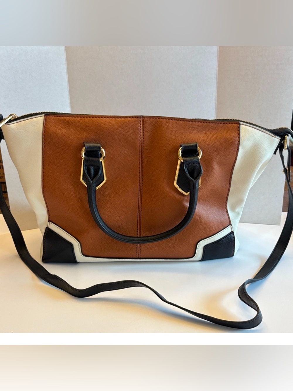 Aldo Brown and Cream Shoulder Bag